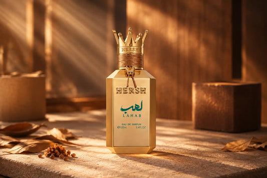 Hersh Lahab perfume bottle displayed for a review on scent, longevity, and value