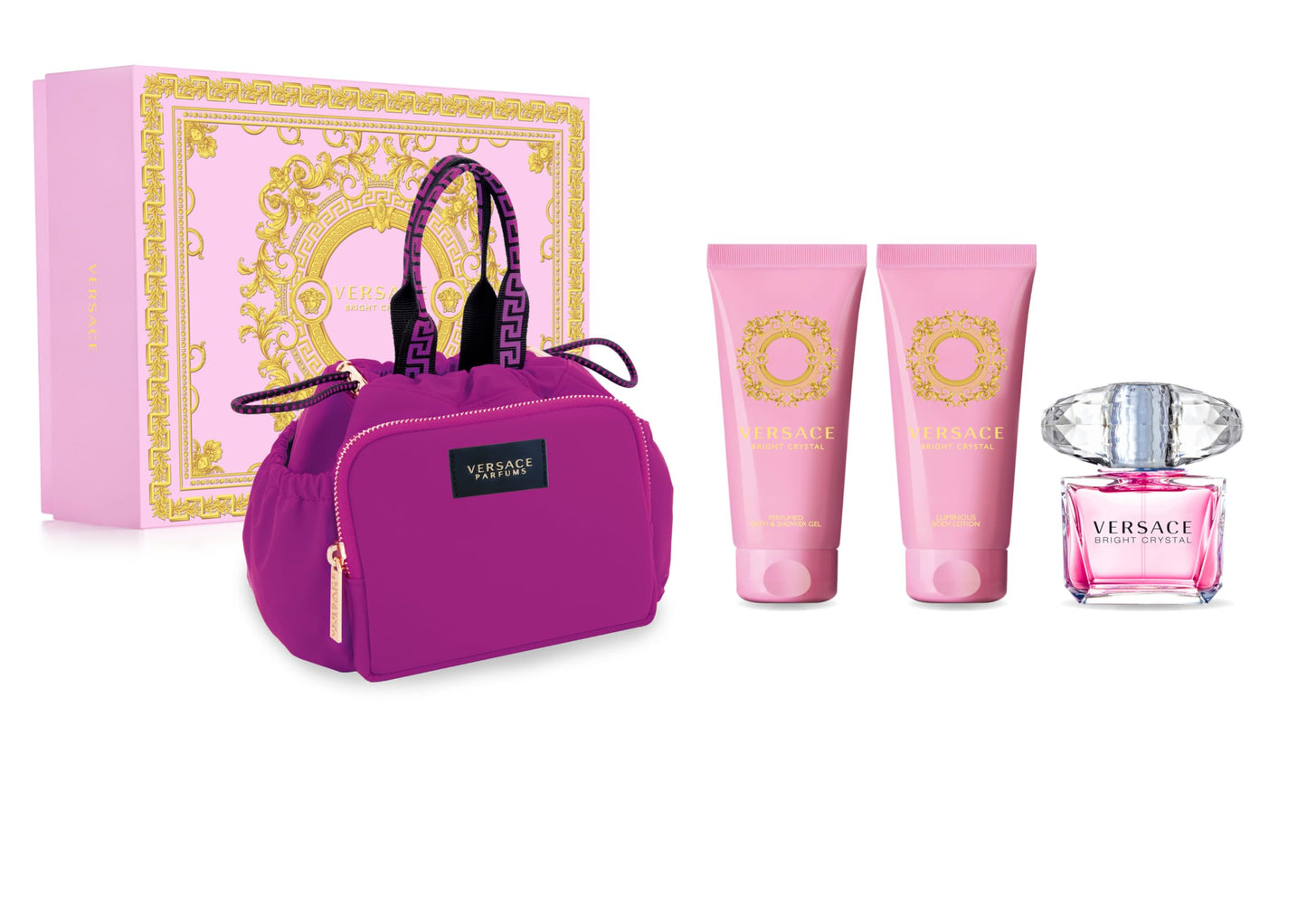 Versace Bright Crystal Edt 90Ml 3Pcs Bag Set